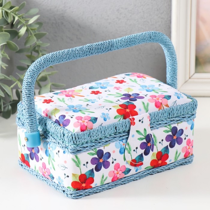 Шкатулка для рукоделия Шкатулка для рукоделия "Цветение на белом" 18х12х9,5 см