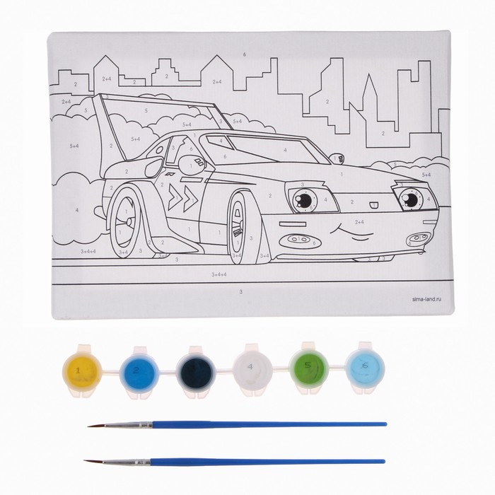 Картина по номерам для детей «Спорткар», 21 х 15 см Картина по номерам для детей «Спорткар», 21 х 15 см