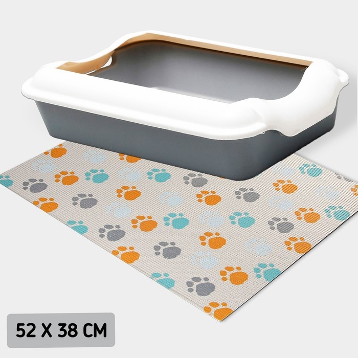 Коврик под миску &laquo;Лапки светлые&raquo;, 52х38х0,3см
