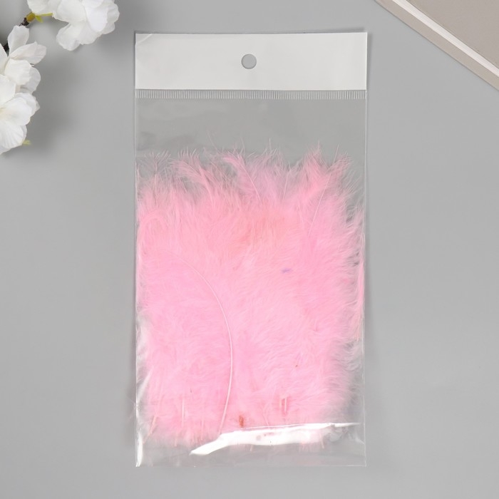 Перо декоративное гусиное пуховое "Нежно-розовое" набор 40 шт h=10-15 см