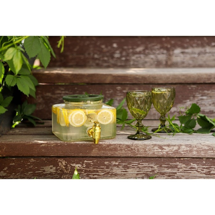 Диспенсер для напитков стеклянный &laquo;Листок&raquo;, 2,6 л, 18&times;13,5 см