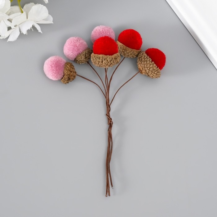 Цветы для декорирования Цветы для декорирования "Хлопчик" розово-бордовый 1 букет= 6 веточек d=2 см 11 см