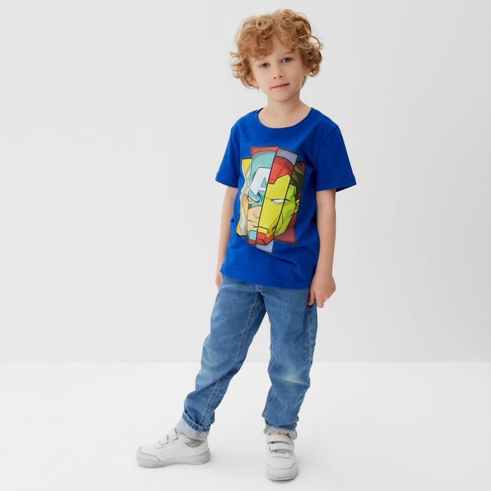 Футболка детская Мстители, рост 110-116 см, цвет синий Футболка детская Мстители, рост 110-116 см, цвет синий