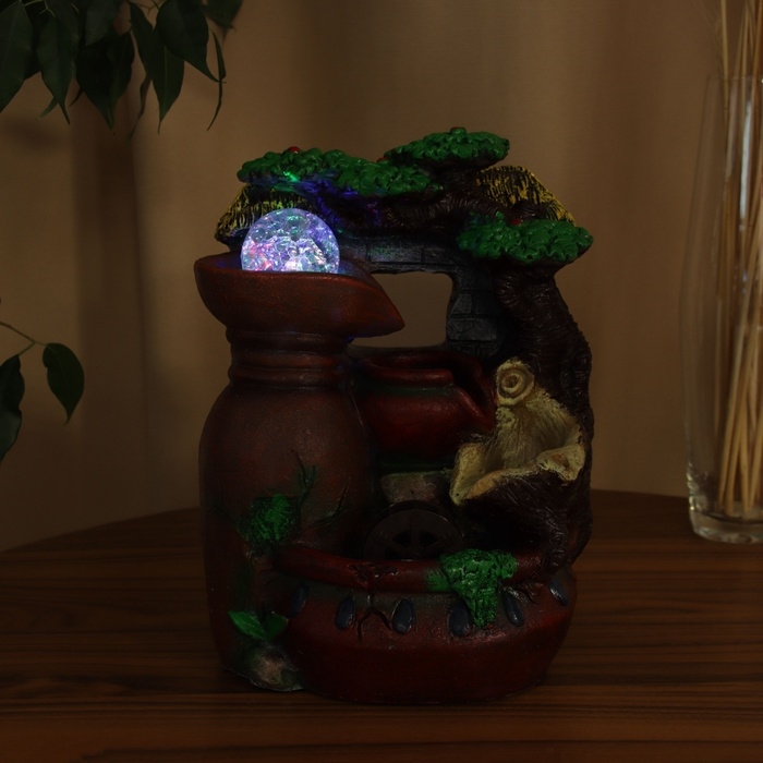 Фонтан Фонтан "Каменные бочки под пышным деревом" 27х20 см (с подсветкой)