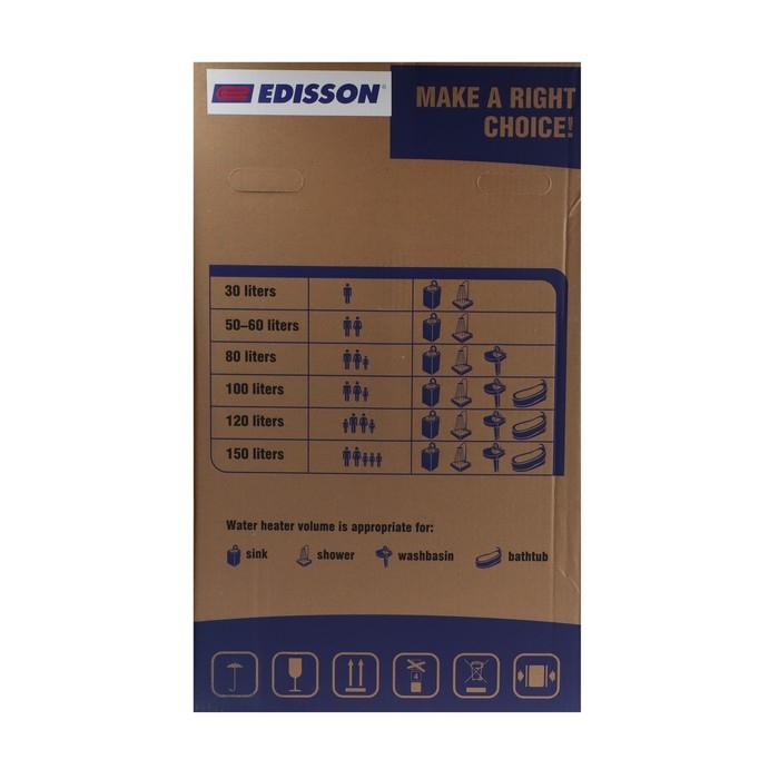Водонагреватель EDISSON ER 80 V, накопительный, круглый, эмаль, 80 л, 1500 Вт Водонагреватель EDISSON ER 80 V, накопительный, круглый, эмаль, 80 л, 1500 Вт