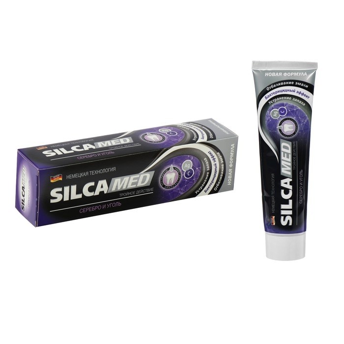 Зубная паста Silcamed, серебро и уголь, 130 г Зубная паста Silcamed, серебро и уголь, 130 г