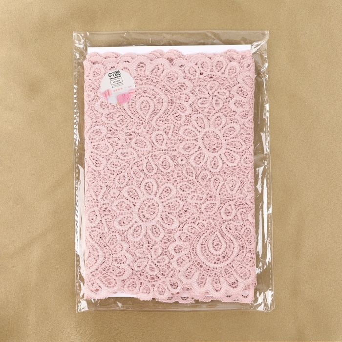 Кружевная эластичная ткань, 190 мм × 2,7 ± 0,5 м, цвет пудровый Кружевная эластичная ткань, 190 мм × 2,7 ± 0,5 м, цвет пудровый