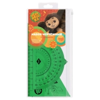 Набор чертежный Мульти-Пульти "Чебурашка" (линейка 15 см, 2 треугольника, транспортир), тонированный, с принтом, ПВХ зип-чехол Набор чертежный Мульти-Пульти "Чебурашка" (линейка 15 см, 2 треугольника, транспортир), тонированный, с принтом, ПВХ зип-чехол