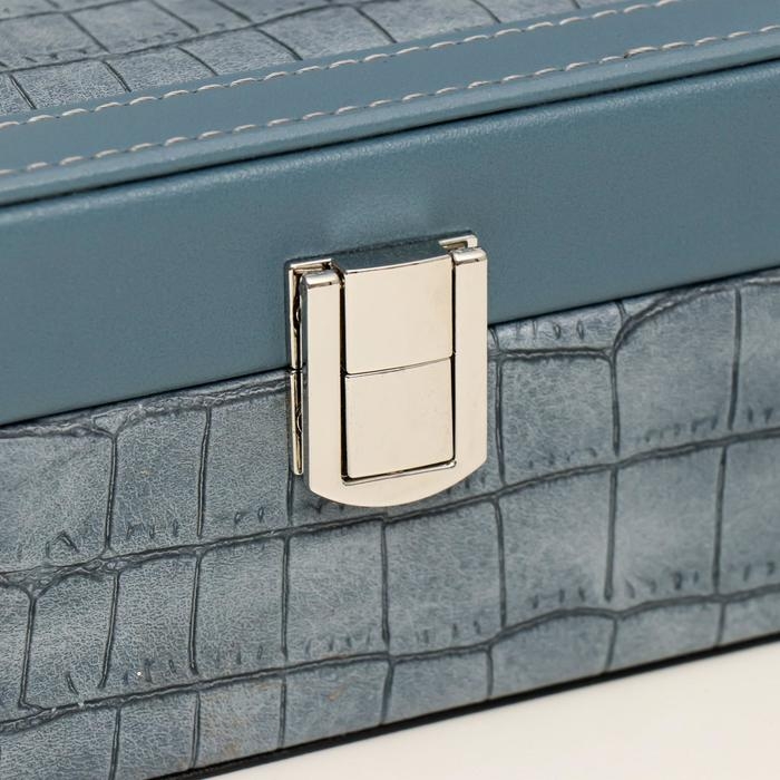 Шкатулка кожзам для украшений Шкатулка кожзам для украшений "Синий питон" комбинированная 7,5х14х20 см