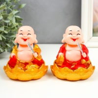 Маятник пластик от солнечной батареи "Хотей в красном, с опахалом" МИКС 8,7х8,7х10 см