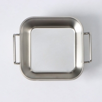 Противень из нержавеющей стали для подачи, 10&times;10&times;4,5 см, с ручками, цвет хромированный