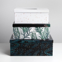 Набор подарочных коробок 3 в 1 &laquo;Ёлочки&raquo;, 26 х 17 х 10‒32.5 х 20 х 12.5 см, Новый год