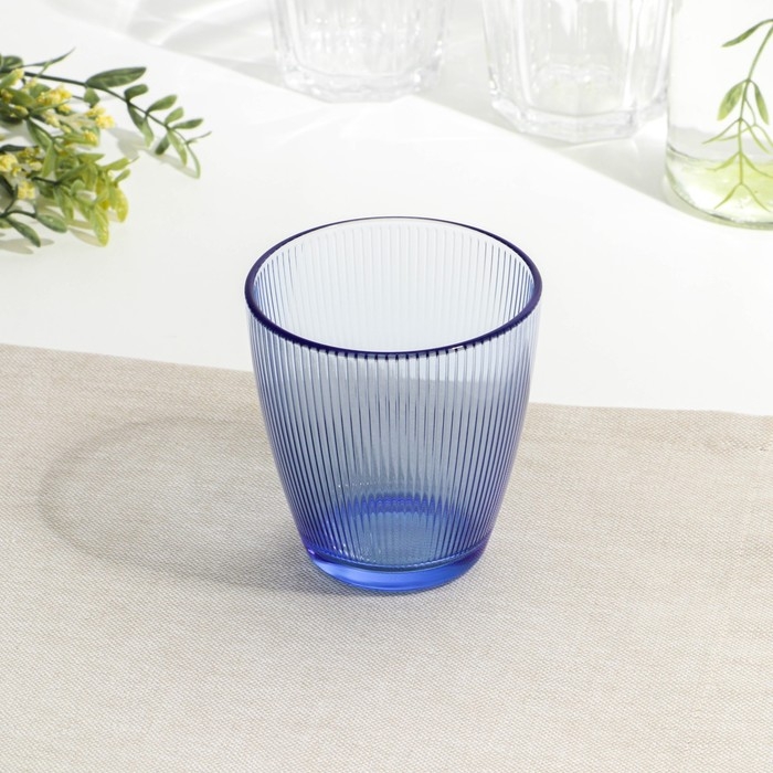 Стакан низкий стеклянный &laquo;Концепто Страйпи&raquo;, 250 мл, цвет синий