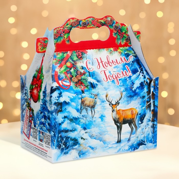 Новый год. Подарочная коробка Новогодняя Ларец простой Новый год. Подарочная коробка Новогодняя Ларец простой "Мечта" с анимацией 20 х 12 х 17 см.