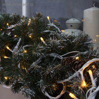 Гирлянда &laquo;Нить&raquo; 10 м, IP44, УМС, белая нить, 100 LED, свечение жёлтое, 220 В