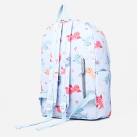 Рюкзак школьный из текстиля на молнии, наружный карман, цвет голубой Рюкзак школьный из текстиля на молнии, наружный карман, цвет голубой