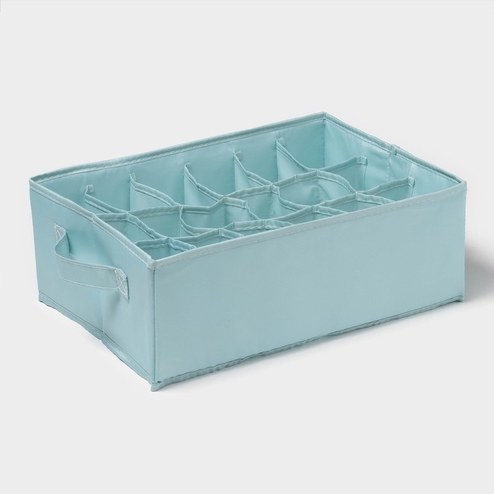 Органайзер для хранения белья «Комфорт», 18 ячеек, 35×24×13 см, цвет бирюзовый Органайзер для хранения белья «Комфорт», 18 ячеек, 35×24×13 см, цвет бирюзовый