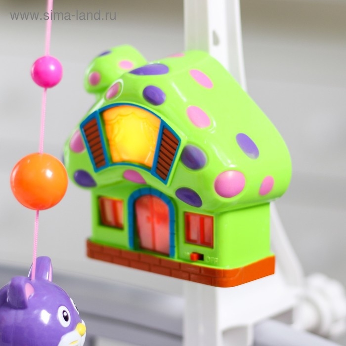 Мобиль музыкальный на кроватку &laquo;Пряничный домик. Зверушки-погремушки&raquo;, заводной, Крошка Я