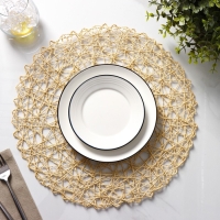 Салфетки сервировочные на стол Доляна &laquo;Одуванчик&raquo;, 4 шт, d=38 см, цвет бежевый