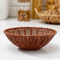 Корзинка для подачи Доляна «Огайо», d=23 см, круглая, цвет коричневый Корзинка для подачи Доляна «Огайо», d=23 см, круглая, цвет коричневый