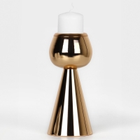 Подсвечник металл на 1 свечу &laquo;Гиацинт&raquo;, цвет золото 8 х 8 х 19 см