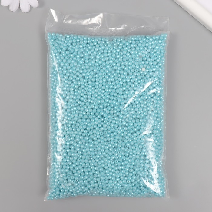 Набор бусин "Жемчуг" d 4 мм, 250 гр, голубой