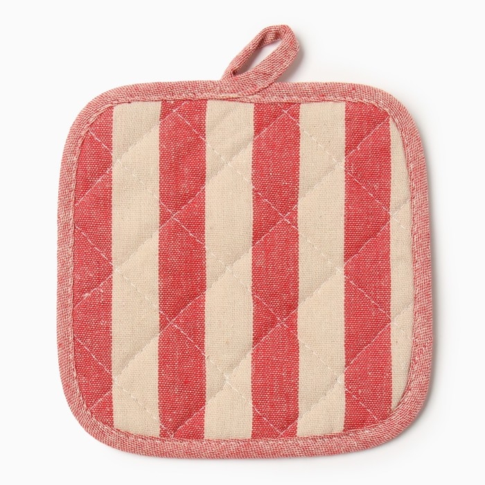 Новый год. Прихватка Доляна Полоса цв.красный17х17 50%п/э 50% хл