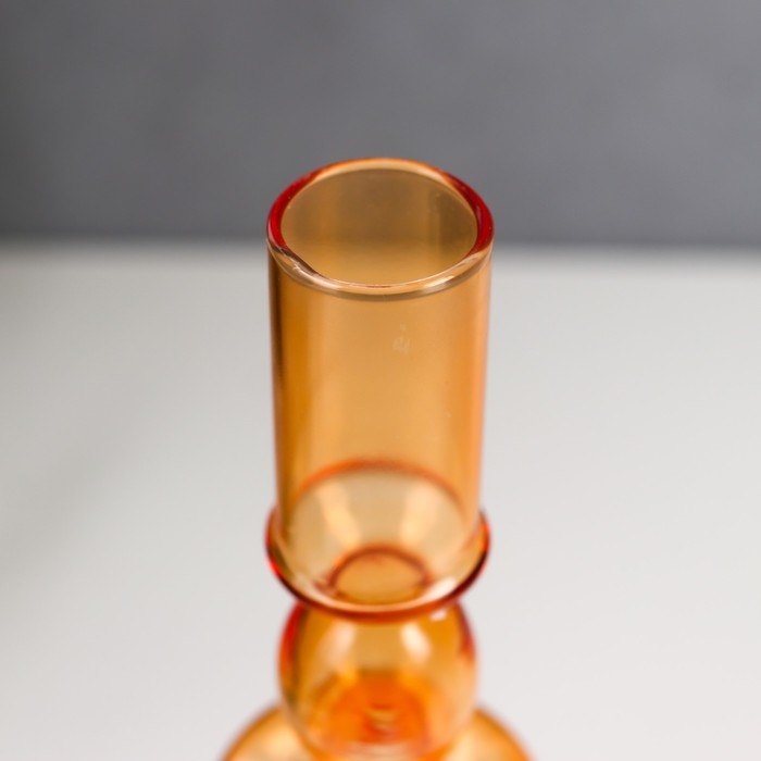 Подсвечник стекло на 1 свечу Подсвечник стекло на 1 свечу "Морбиан" прозрачный оранж 27х8,5х8,5 см