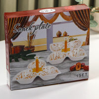 Менажница керамическая 3 ячейки &laquo;Марбл&raquo;, 160 мл, 25,3&times;23&times;4,5 см, цвет белый