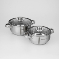 Набор кастрюль «Гретта», 2 предмета: 2,2 л; 3,2 л, капсульное дно, индукция Набор кастрюль «Гретта», 2 предмета: 2,2 л; 3,2 л, капсульное дно, индукция