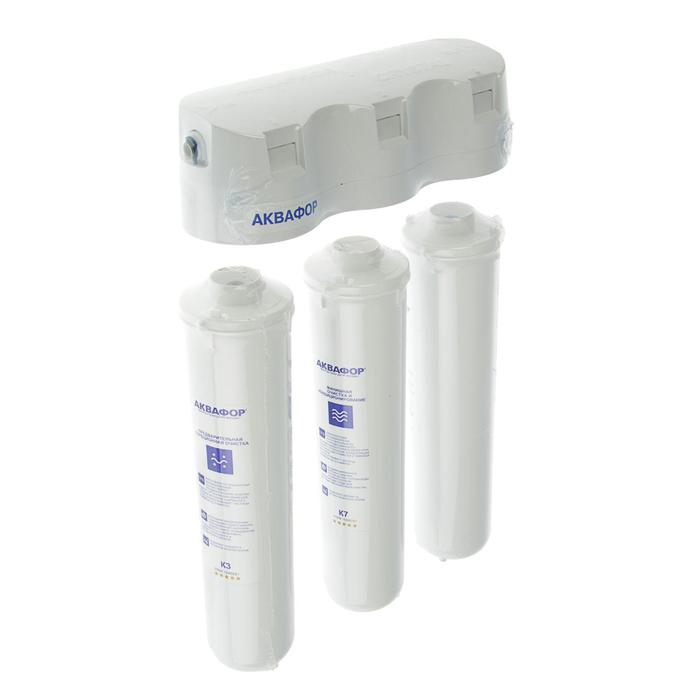 Система для фильтрации воды Система для фильтрации воды "Аквафор" Кристалл, К3/К2/К7, 26x9x35 см, с краном, 2.5 л/мин