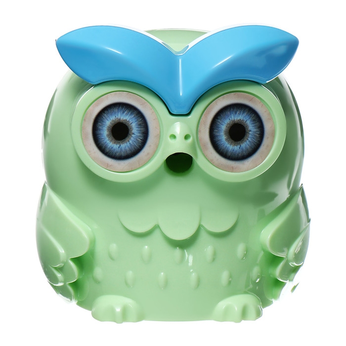Точилка механическая с контейнером Сова Светло-зеленая Точилка механическая с контейнером Сова Светло-зеленая