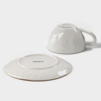 Чайная пара фарфоровая Доляна &laquo;Космос&raquo;, 2 предмета: чашка 250 мл, блюдце d=16 см, цвет красный