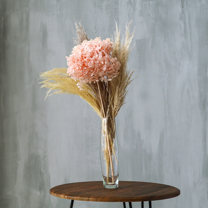 Сухоцвет &laquo;Гортензия крупнолистовая&raquo;, тёмно розовый, 1 веточка 50 - 70 см в упаковке