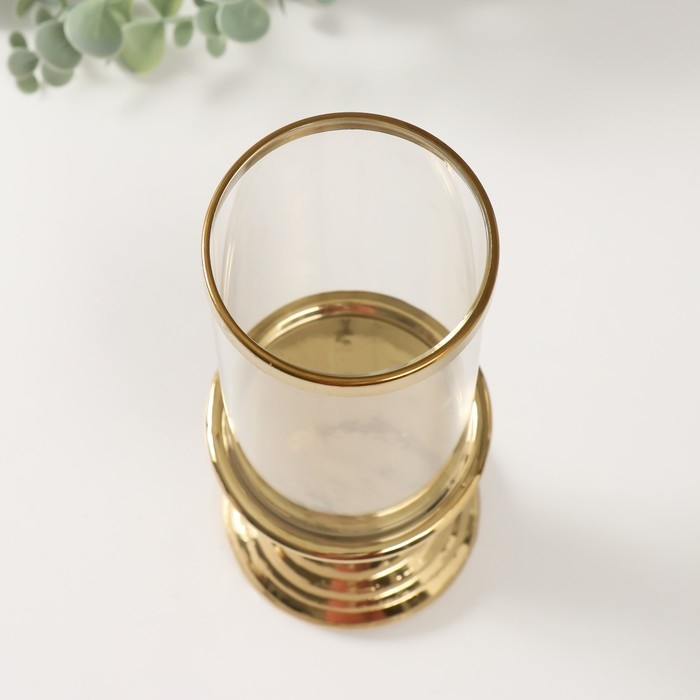 Подсвечник керамика, стекло на 1 свечу Подсвечник керамика, стекло на 1 свечу "Иллюзия. Зебра" d=7,5 см золото 9х9х24 см