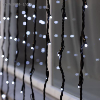 Гирлянда &laquo;Водопад&raquo; 2 &times; 6 м, IP44, УМС, тёмная нить, 1500 LED, свечение белое, 8 режимов, 220 В