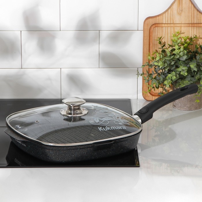 Сковорода-гриль квадратная Granit ultra, 28×28 см, съёмная ручка, стеклянная крышка, антипригарное покрытие, цвет чёрный Сковорода-гриль квадратная Granit ultra, 28×28 см, съёмная ручка, стеклянная крышка, антипригарное покрытие, цвет чёрный