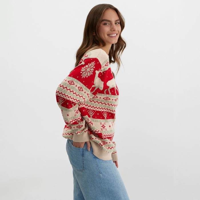 Новый год. Джемпер вязаный KAFTAN Scandinavia размер 52, красный