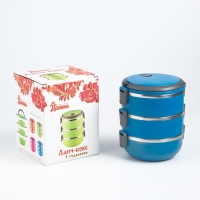 Ланч-бокс "Доляна", 1.5 л, 3 тарелки, сохраняет тепло 3 ч, 16 х 19 см, микс Ланч-бокс "Доляна", 1.5 л, 3 тарелки, сохраняет тепло 3 ч, 16 х 19 см, микс