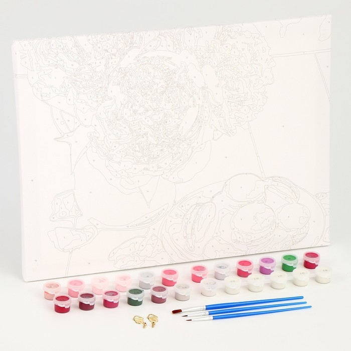 Картина по номерам на холсте с подрамником &laquo;Макаруны и цветы&raquo;, 40 х 30 см