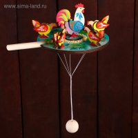 Сувенир "Курицы клюющие с петухом", d=16 см, микс Сувенир "Курицы клюющие с петухом", d=16 см, микс