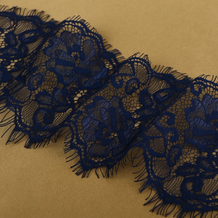 Кружево реснички, 120 мм &times; 9 &plusmn; 0,5 м, в бобине 3 шт по 3 м, цвет синий