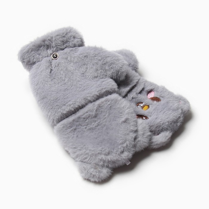 Варежки подростковые MINAKU Мишка 24 см цвет серый Варежки подростковые MINAKU Мишка 24 см цвет серый