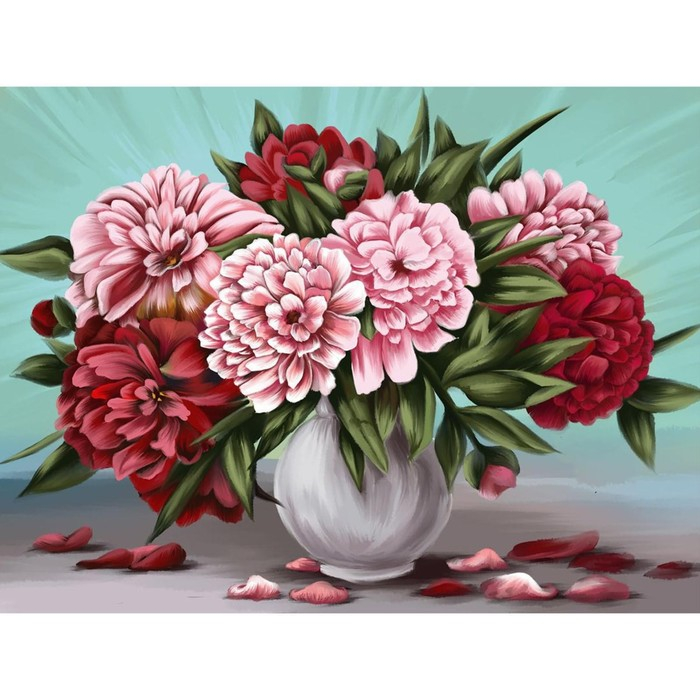 Алмазная мозаика с полным заполнением на подрамнике &laquo;Пионы&raquo;, 30 x 40 см