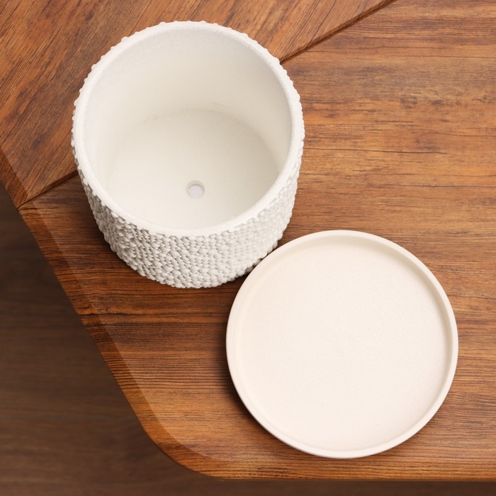 Горшок цветочный "Бисер" белый цилиндр №2, 1,8 л