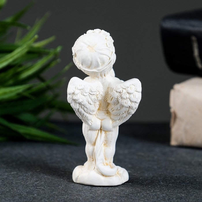 Фигура "Ангелочек с мишкой стоит" позолота, 9х4х3см