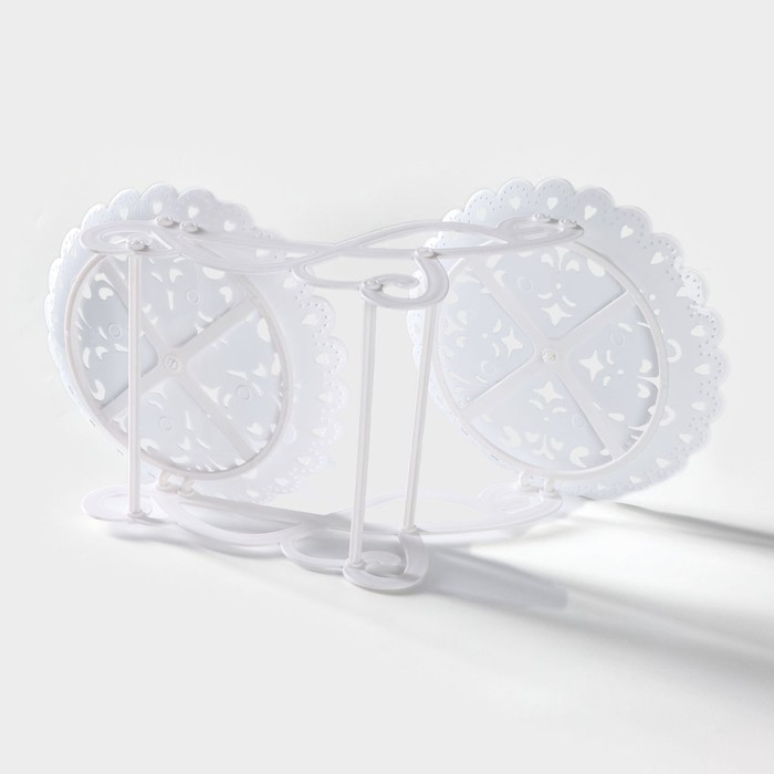 Блюдо для торта и пирожных 2-х ярусное Доляна «Кружево», d=22,5 см, 37×22,5×19,5 см, цвет белый Блюдо для торта и пирожных 2-х ярусное Доляна «Кружево», d=22,5 см, 37×22,5×19,5 см, цвет белый