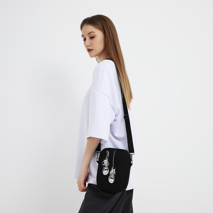 Сумка молодёжная на молнии, цвет чёрный Сумка молодёжная на молнии, цвет чёрный