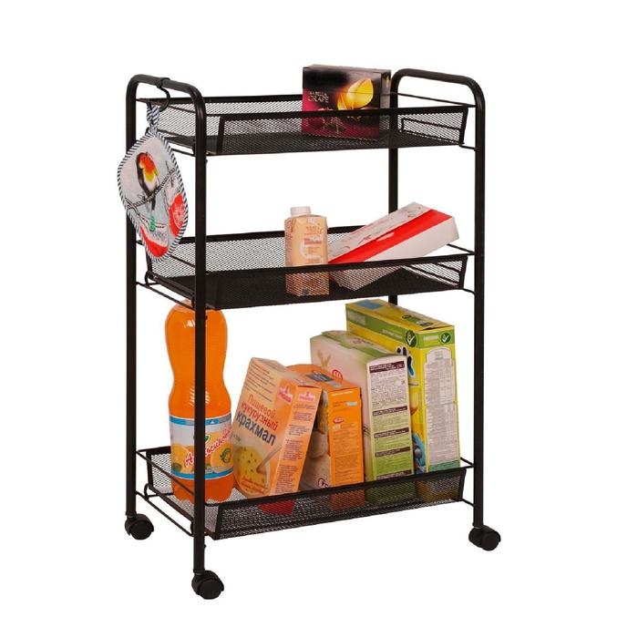 Этажерка &laquo;Ладья 2К&raquo;, 3 яруса, 44&times;25&times;75,5 см, на колёсиках, цвет чёрный
