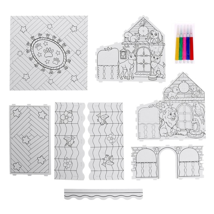 Набор для творчества «Домик-раскраска: Животный мир», 8 деталей Набор для творчества «Домик-раскраска: Животный мир», 8 деталей